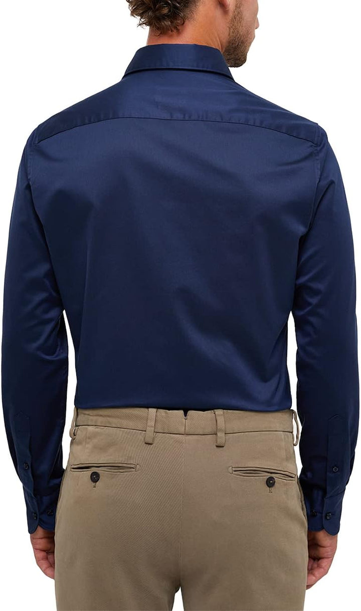 ETERNA Male Soft Luxury Shirt unifarben Slim FIT 40 Dunkelblau, 40 Dunkelblau