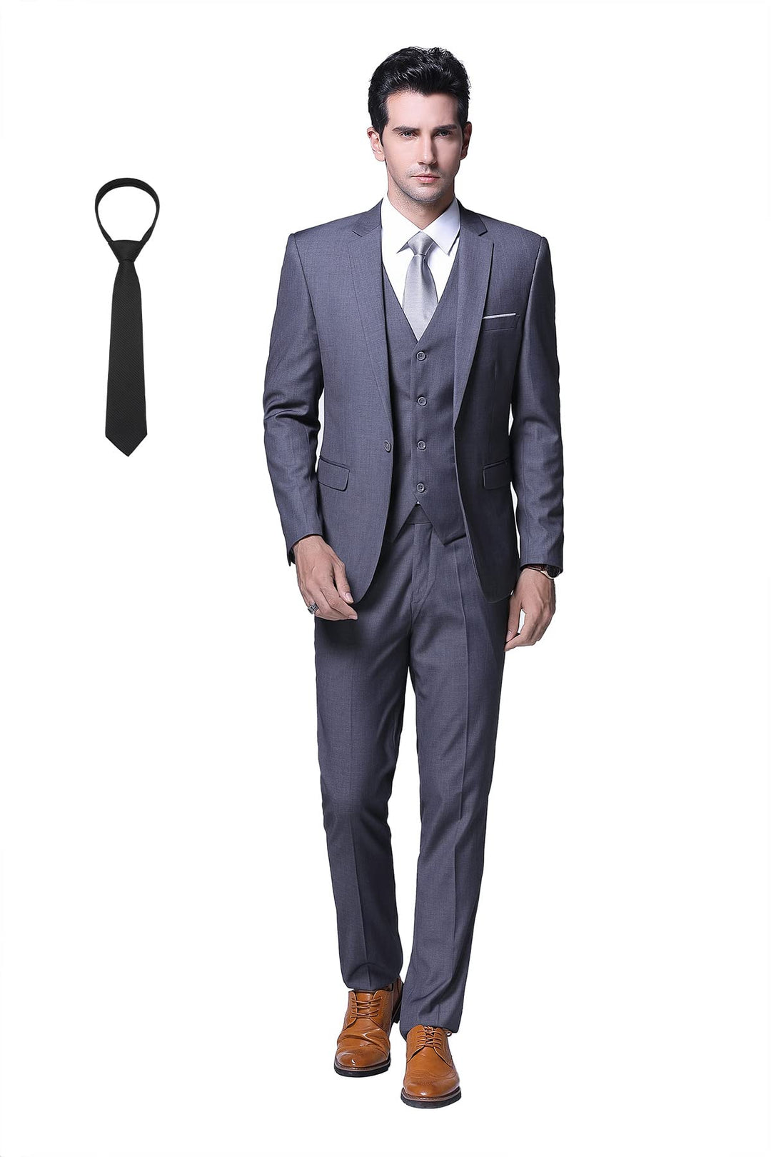 Cloudstyle Anzug Herren Slim Fit 3 Teilig Krawatte Anzüge Business Herrenanzug Sakko für Hochzeit L