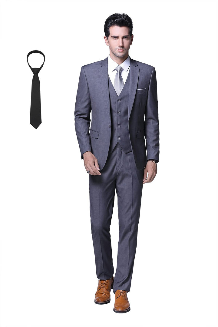 Cloudstyle Anzug Herren Slim Fit 3 Teilig Krawatte Anzüge Business Herrenanzug Sakko für Hochzeit L