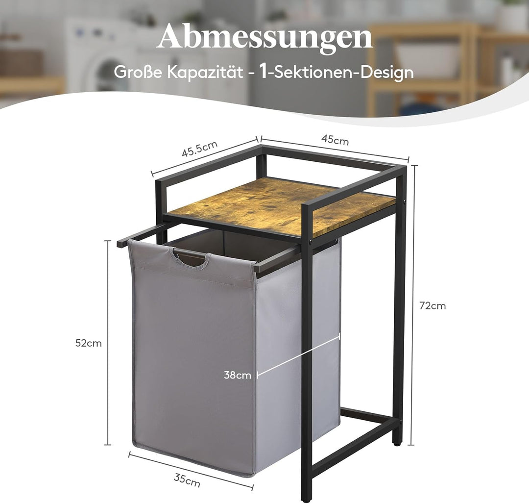 Lifewit Wäschekorb, fasst 69 Liter Wäschekorb mit Ablagefläche und herausziehbaren Säcken, Wäschesor