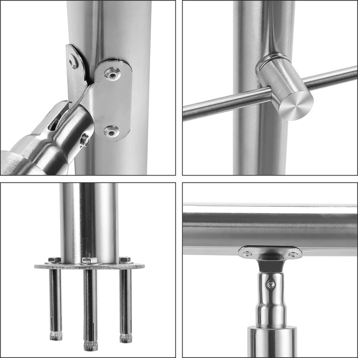 Lospitch Edelstahl-Handlauf Geländer für Balkon Brüstung Treppen mit/ohne Querstreben (150cm, 0 Quer
