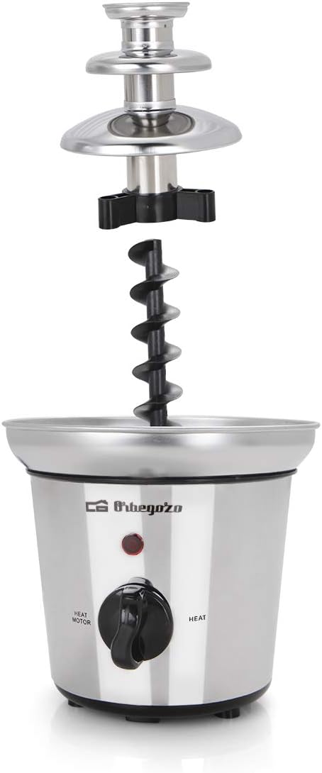 Orbegozo FCH 4000 - Schokobrunnen, Gehäuse aus Edelstahl, drei Ebenen, Anti-Rutsch, 32 W