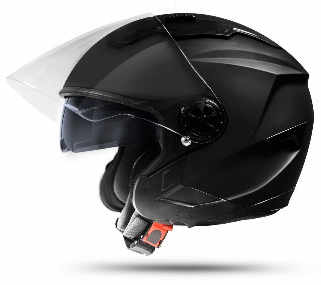 ATO-Moto Jet Helm LA Street Motorradhelm mit Doppelvisier System Integrierte Visiermechanik 4 Punkt