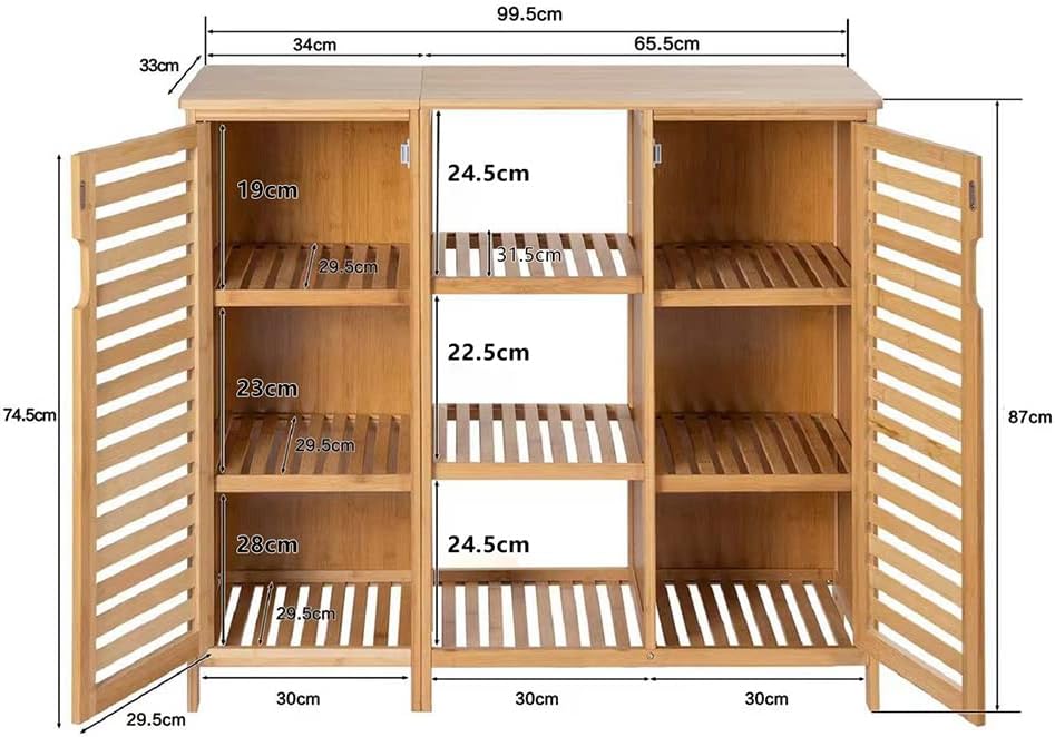 WAOHO badezimmerschränke aus Bambus,Badezimmer Regal,Sideboard Wohnzimmer,Sideboard, Bad Regal stehe