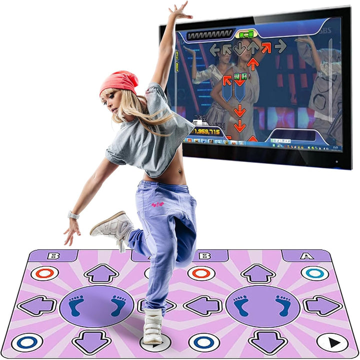 Tanzmatte 2 in 1 für TV und PC, elektronische Tanzmatte mit 2 Spiel-Controllern, LED-Tanzmatte mit L