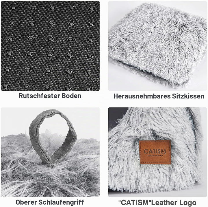 CATISM Katzenbett Waschbar Katzenschlafplatz für Katzen Katzenhöhle Plüsch Haustier Katzenkopfkissen