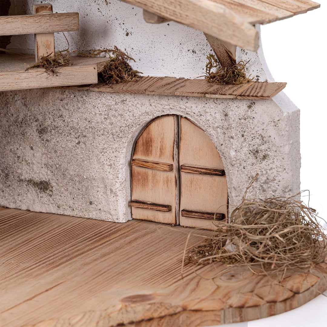 Bonetti Grosse Weihnachtskrippe | aus Holz und Gips gefertigt | mit Moos, Steinen und Stroh geschmüc