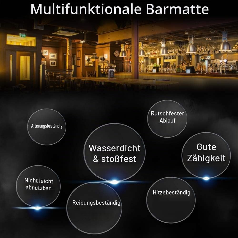 2 Stück Barmatte Gummi Abtropfmatte Geschirr Trockenmatte 8 x 60 cm Gläserabtropfmatte rutschfest un