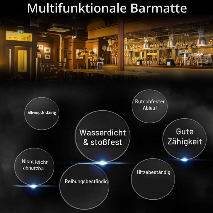 2 Stück Barmatte Gummi Abtropfmatte Geschirr Trockenmatte 8 x 60 cm Gläserabtropfmatte rutschfest un