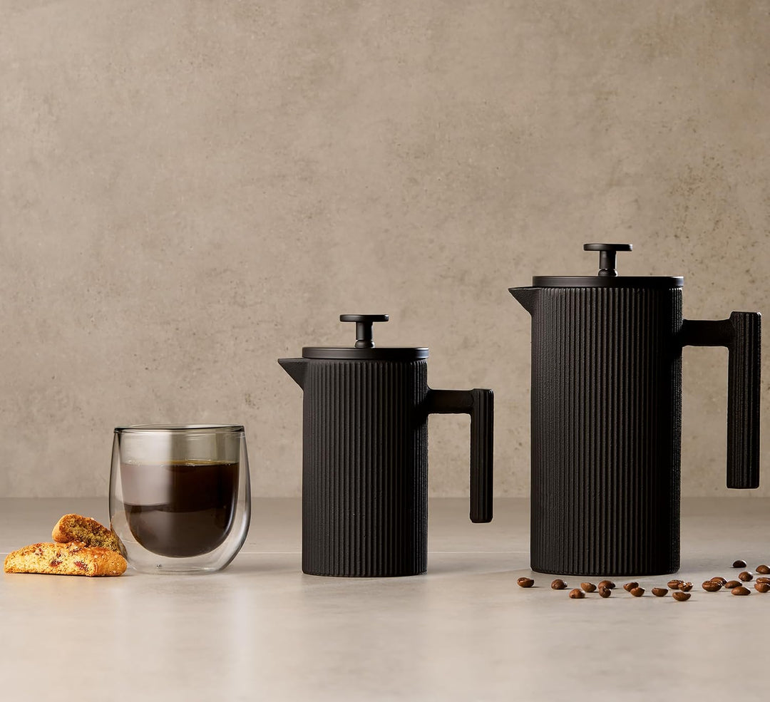 Cilio Kaffeebereiter MATERA 3 Tassen Schwarz, 350 ml Gusseisen-Kaffeekanne innen emailliert, 15,5 cm