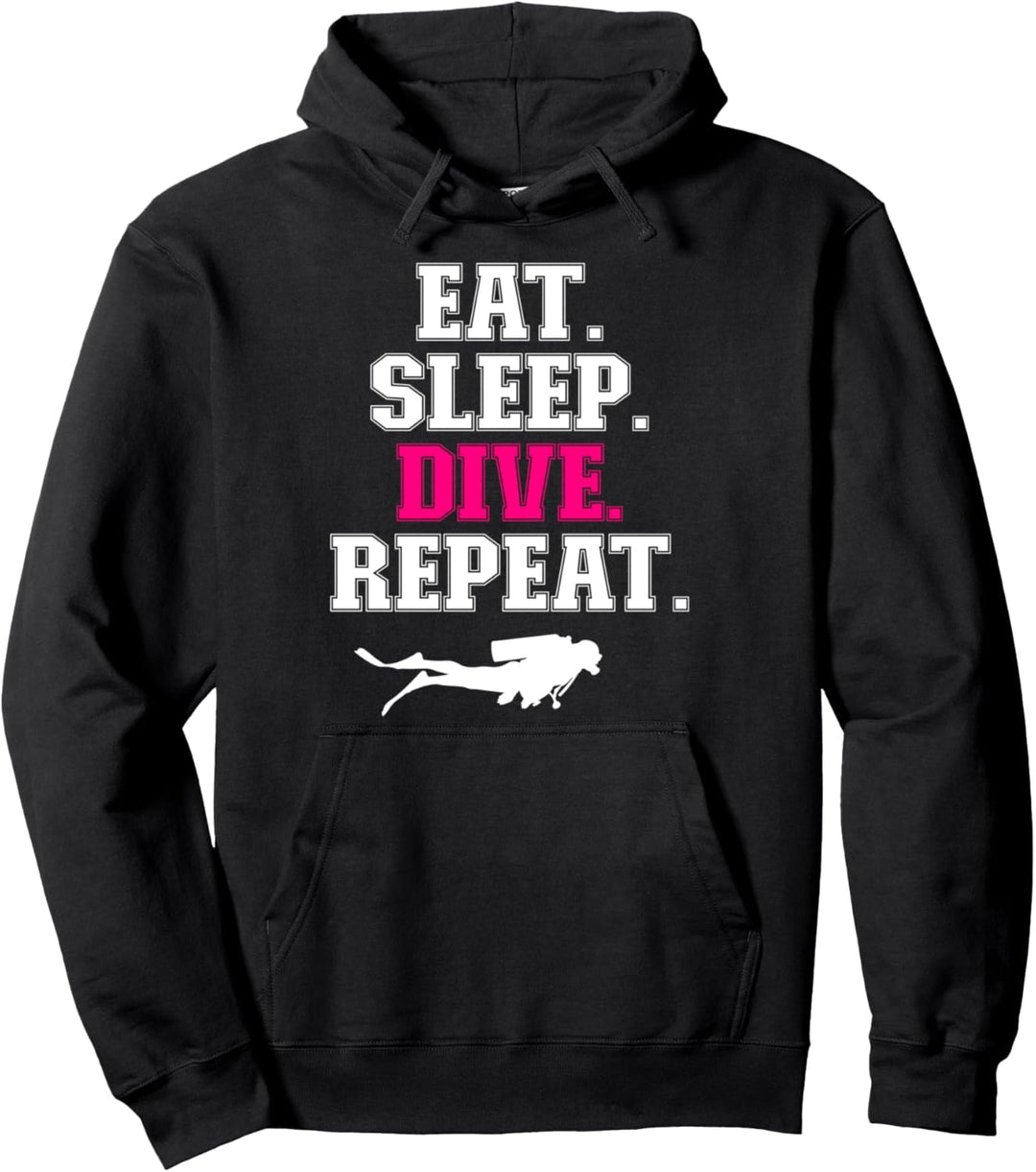 Tauchen Taucher Taucherin Diver Eat Sleep Dive Repeat Pullover Hoodie