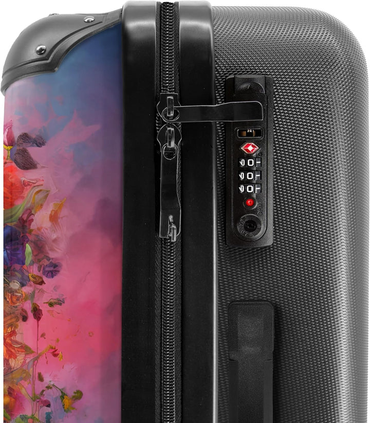 NoBoringSuitcases.com® Grosser Koffer - Totenkopf - Blumen - Aquarell - Botanisch - Schädel - Kombin