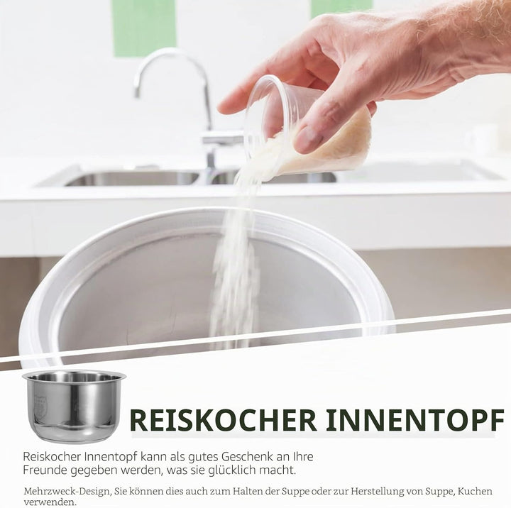 YARNOW Reiskocher Liner Innenkochtopf Aus Edelstahl Reiskocher Innentopf Ersatz-Kochtopf Für Die Hei