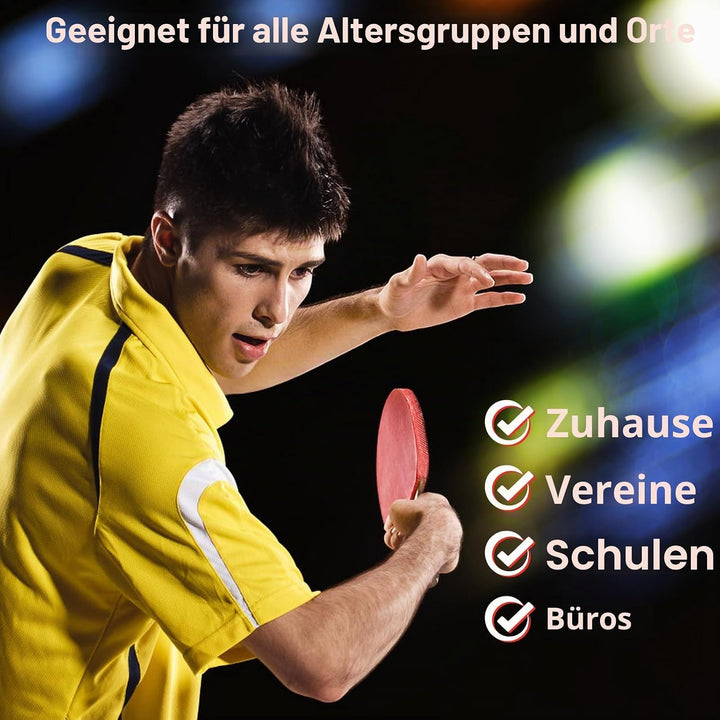 Tischtennisschläger Set,2 Schläger,6 Bälle,Einziehbares Tischtennisnetz und Tragetasche,Mobiles Tisc