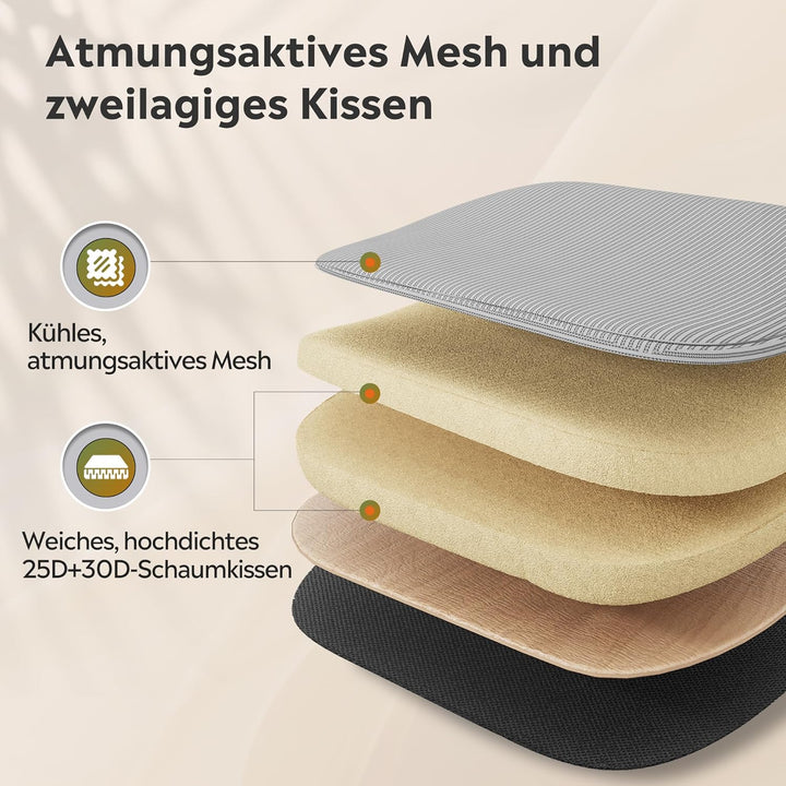 DEVAISE Bürostuhl Ergonomisch: Schreibtischstuhl mit Wippfunktion, Verstellbarer Kopfstütze & Lenden