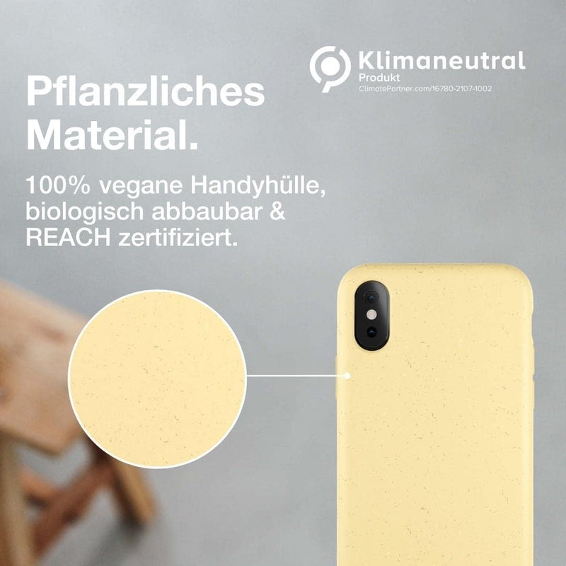 Woodcessories - Antibakterielle Bio Hülle kompatibel mit iPhone XS Hülle gelb, iPhone X Hülle gelb -