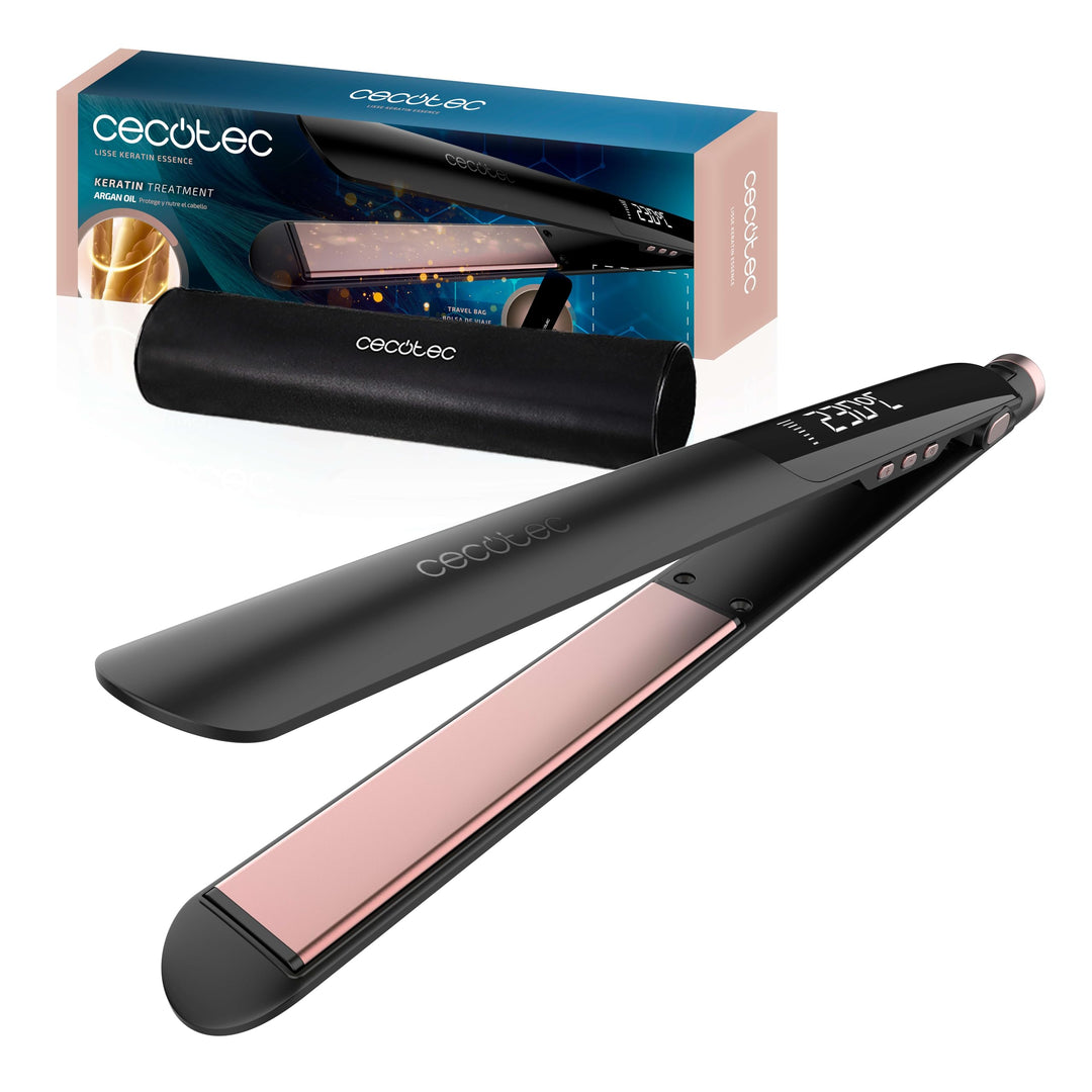 Cecotec Schmales Glätteisen mit Kabel Lisse Keratin Essence Black Schwarz, Schwarz