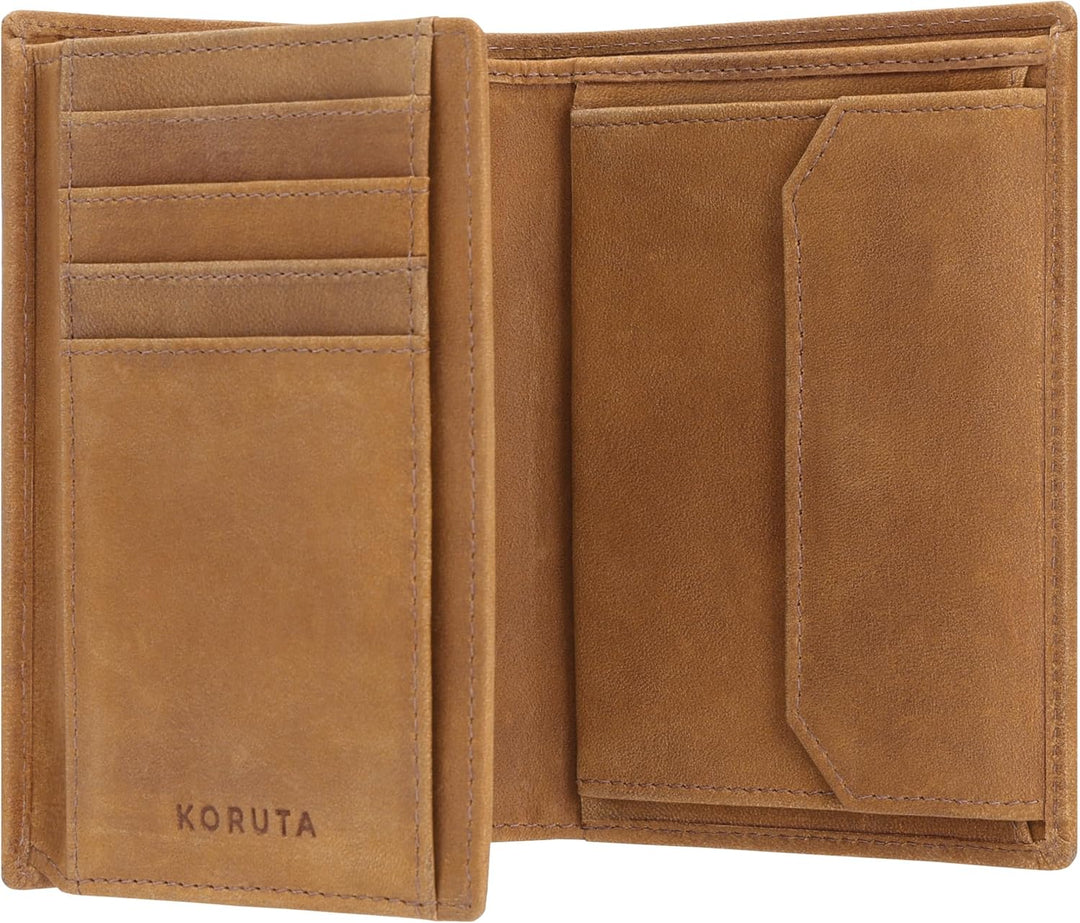 KORUTA® Leder Geldbörse Herren mit RFID Schutz I Portemonnaie Gross mit Münzfach I 13 Fächer I Echtl