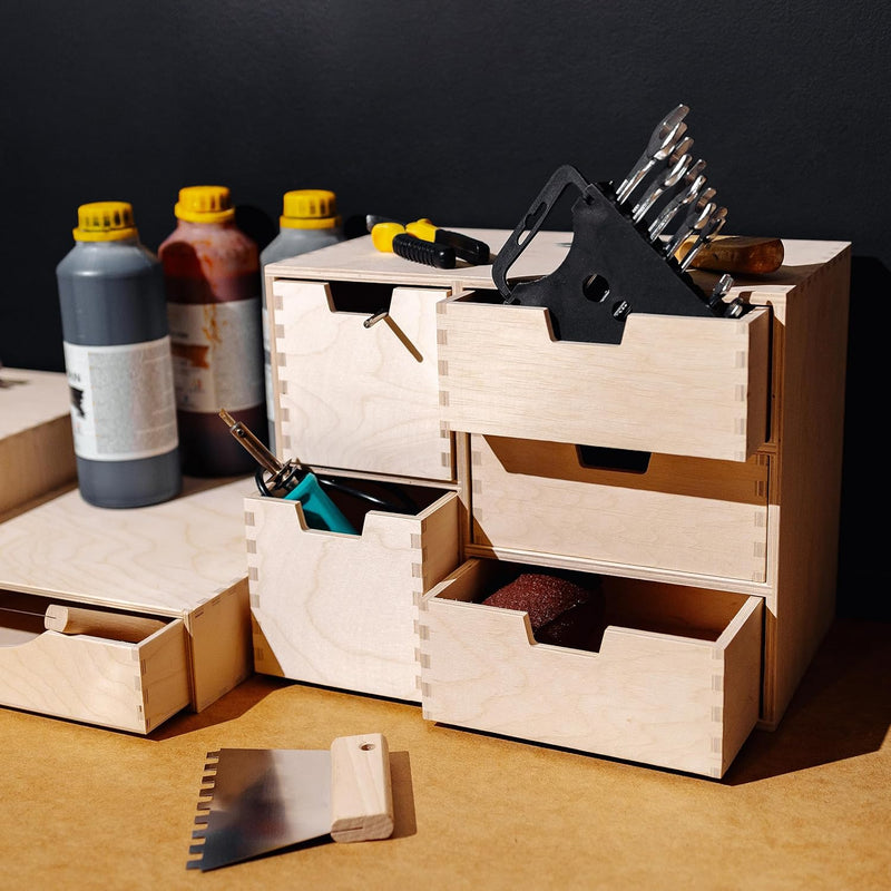 Creative Deco Kleine Kommode aus Holz | 5 Schubladen | 36 x 20 x 28,5 cm | Schreibtisch-Organizer |