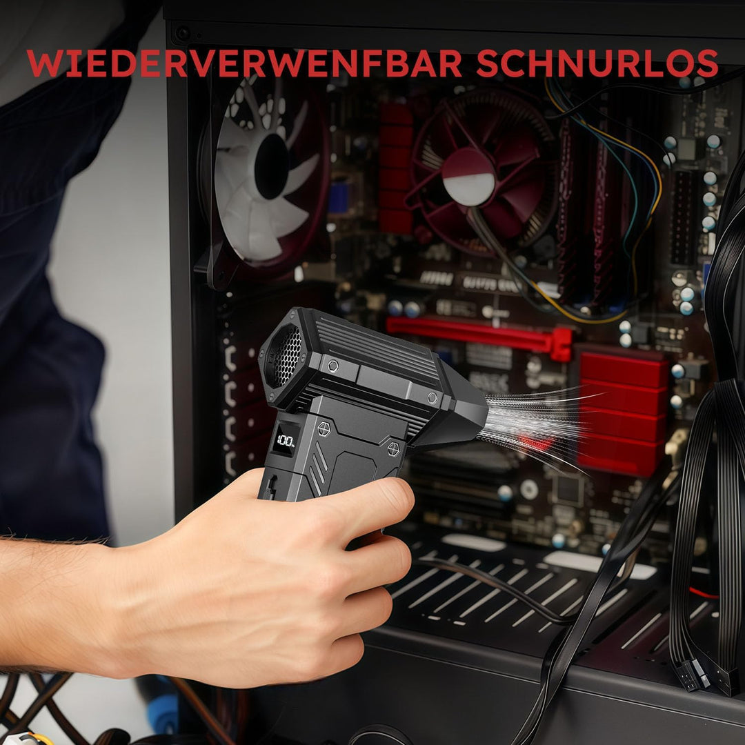 Anruzon Electric Air Duster, 350000RPM Super Power Elektrische Staubgebläse mit 12000 mAh Akku Compr