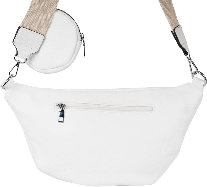 styleBREAKER Damen Halbmond Crossbody Schultertaschen Set 3-Teilig, Schultergurt mit Muster, Schlüss