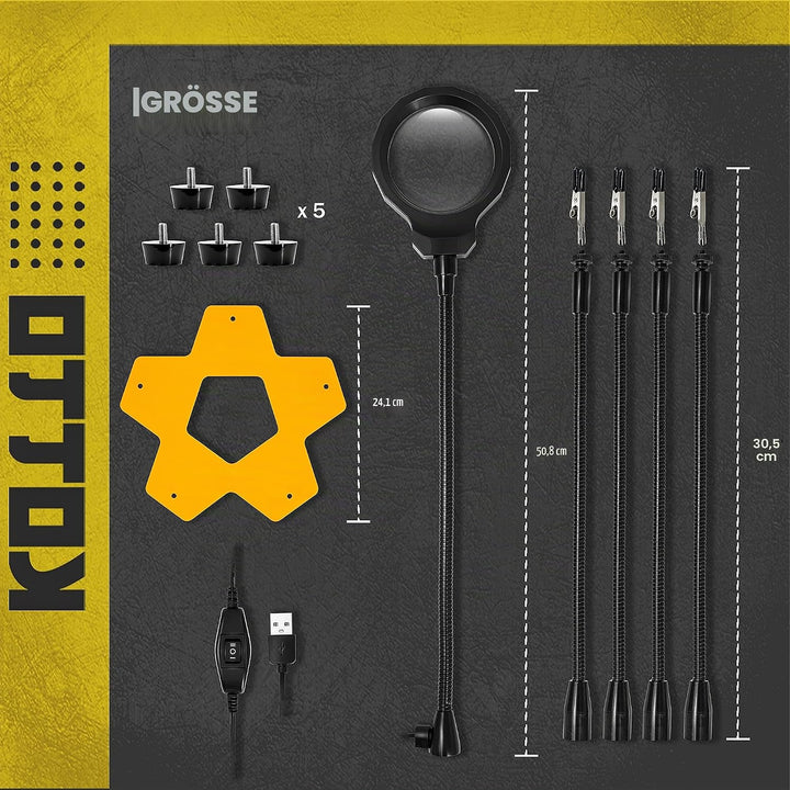 Fstop Labs Kotto LED beleuchtet Lupe dritte Hand Löten Leiterplattenhalter Werkzeug fünf Arme helfen