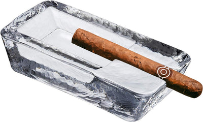 Pasabahce Zigarre Aschenbecher für Draussen | Handgearbeitet Kristallglas | Balkon Tisch Windundurch
