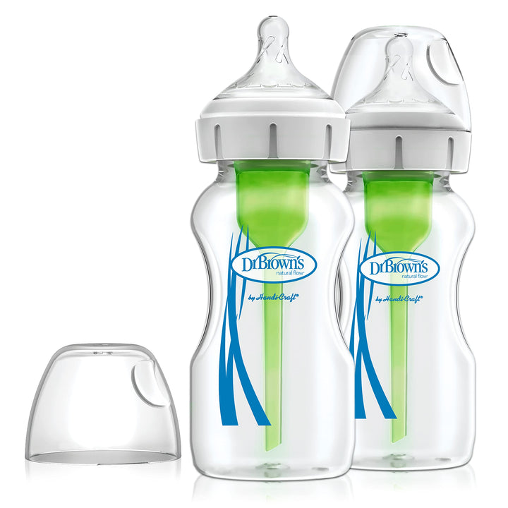 Dr. Brown's Natural Flow Anti-Colic Options+ Weithals-Babyflasche aus Glas, 9 oz/270 ml, mit langsam