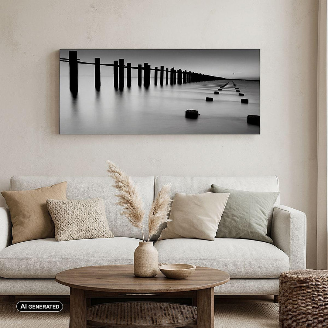 Wandbilder Dekoration Wohnzimmer Meer Ufer Ozean Horizont Panorama Bilder auf Leinwand 120x50cm Lein