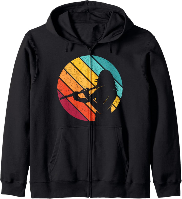 Retro Vintage Flötist Musiker Flötenspieler Querflöte Kapuzenjacke