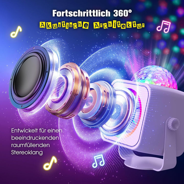 Dislocati Karaoke Maschine Mit 2 Bluetooth Mikrofon Kinder, Geschenk Mädchen 3-15 Jahre, Musik Spiel