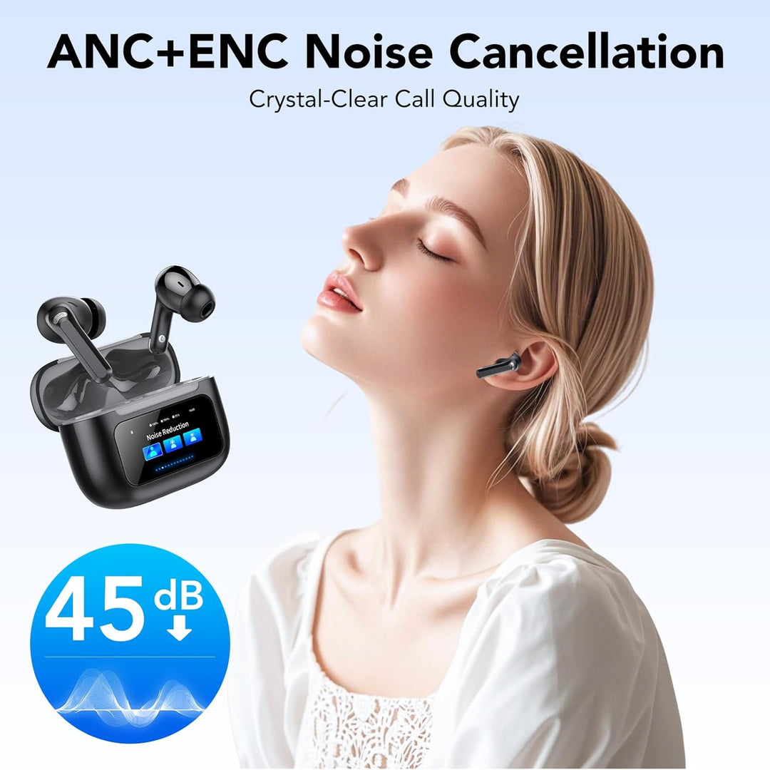 TIMU Bluetooth Kopfhörer mit Touchscreen, 2026 In Ear Kopfhörer Kabellos Bluetooth 5.4 mit ANC+ENC N