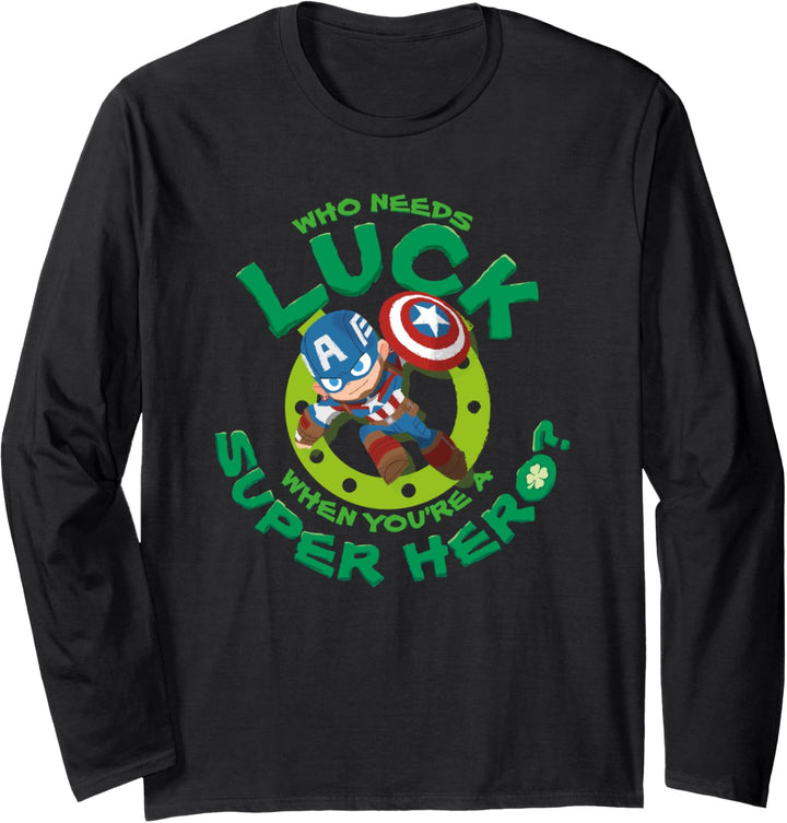 Marvel Captain America St. Patrick's Day Lucky Super Hero Langarmshirt