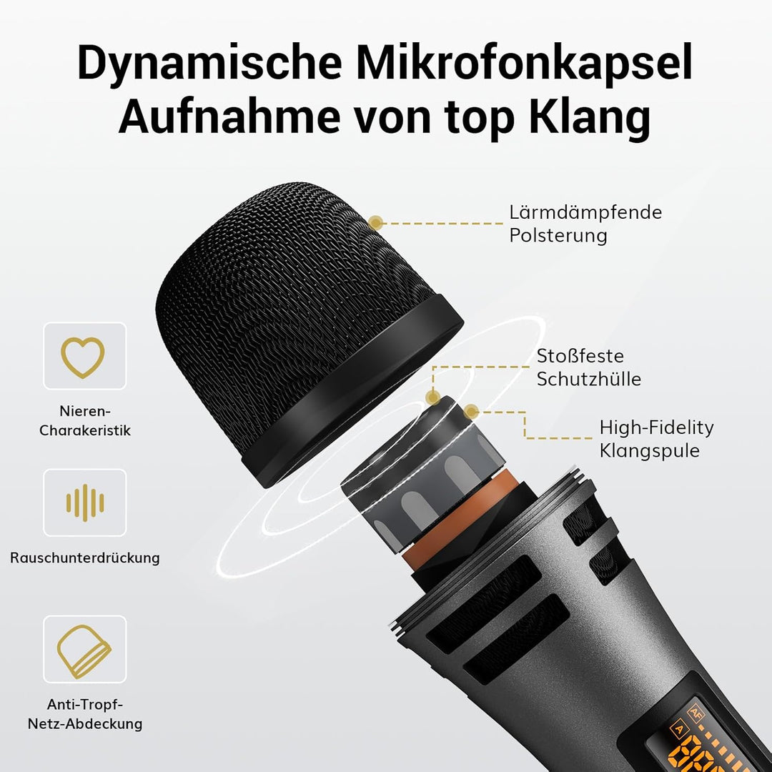 TONOR Mikrofon Kabellos Set mit 4x5 Kanälen Funkmikrofon Handmikrofon drahtlos, Wireless Microphones