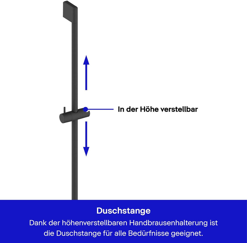 Duravit Universal Duschstange, Brausestange mit höhenverstellbarer Handbrausehalterung, variable Dus