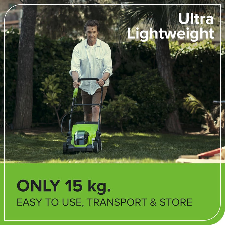 Greenworks G40LM35 Kabelloser Akku Rasenmäher - Für Flächen bis zu 400 m², 35 cm Schnittbreite, 40-L