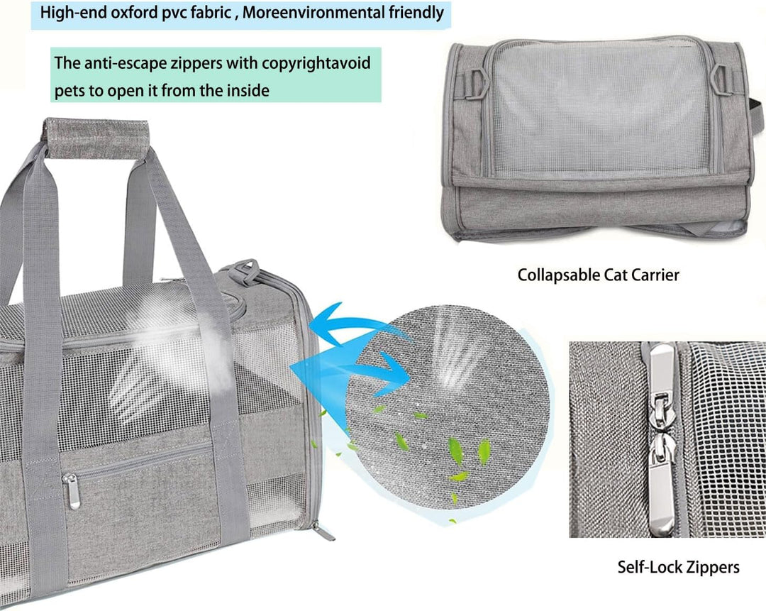 Transportbox Katze Hund,Tragbare atmungsaktive Reisetasche Airline Approved Faltbare Hundebox für Ha