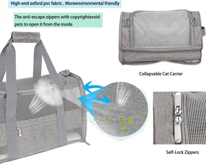 Transportbox Katze Hund,Tragbare atmungsaktive Reisetasche Airline Approved Faltbare Hundebox für Ha