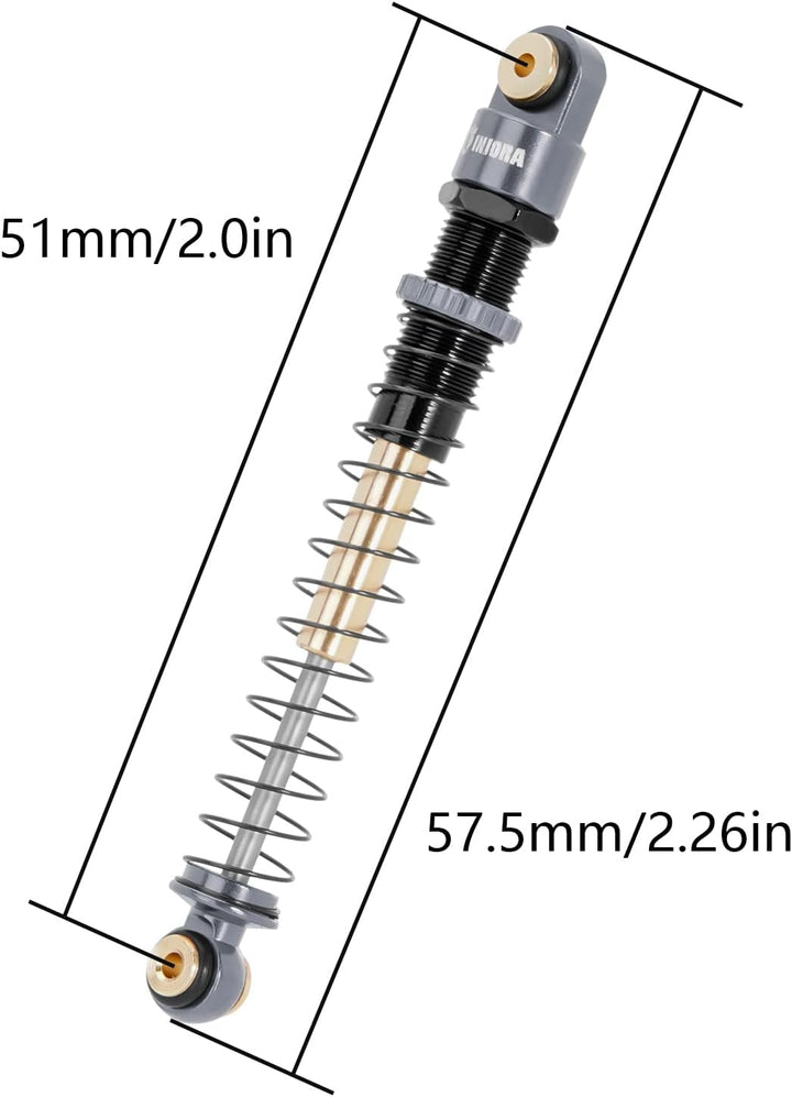 INJORA 51mm Stossdämpfer-Doppellauf Dämpfer mit Langem Federweg für Axial AX24 SCX24 Upgrade 1/24 RC