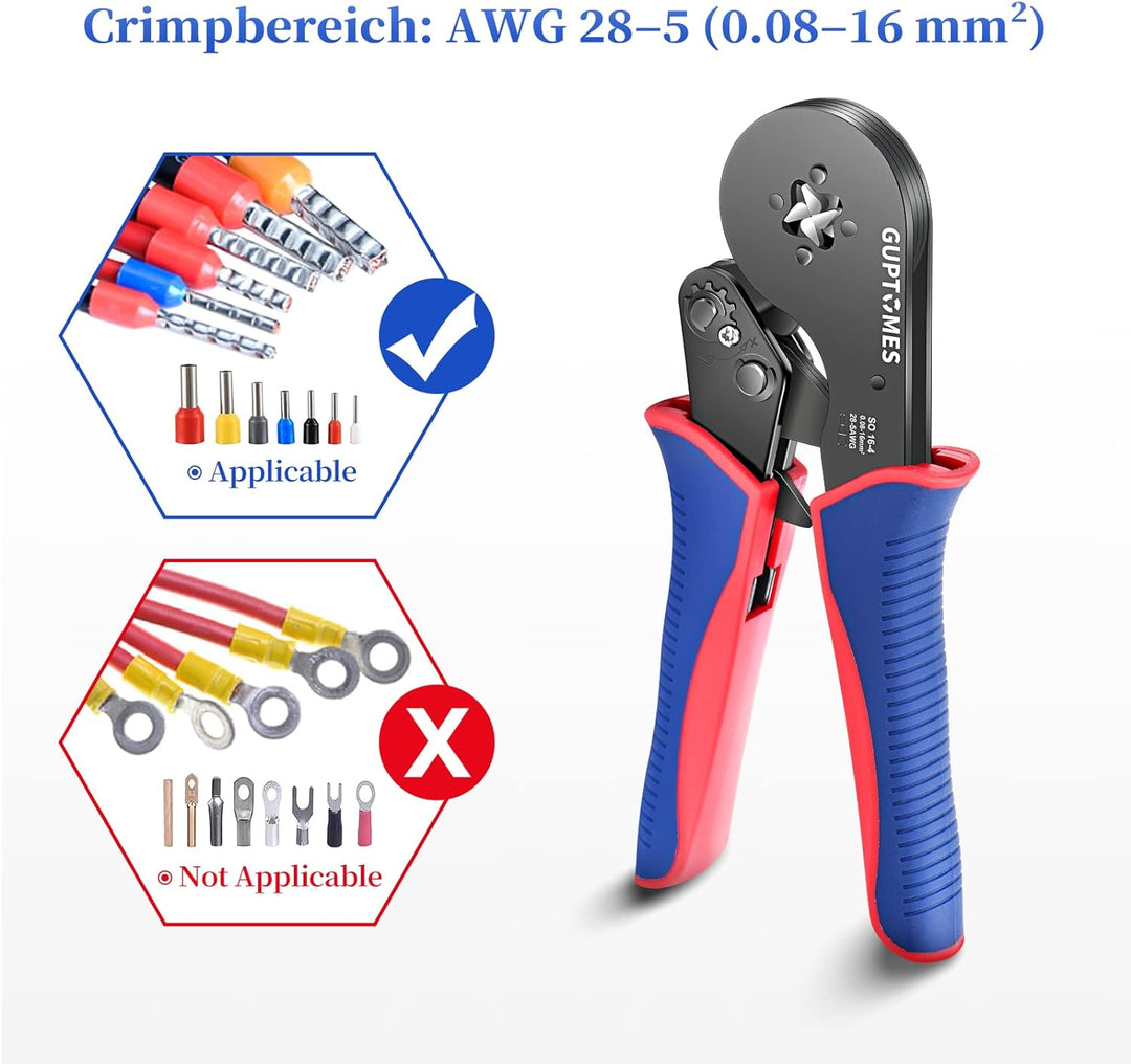 Aderendhülsen Set GUPTOMES krimpzangenset 0,08–16mm2 Aderendhülsenzange mit 700 stück Aderendhülsen