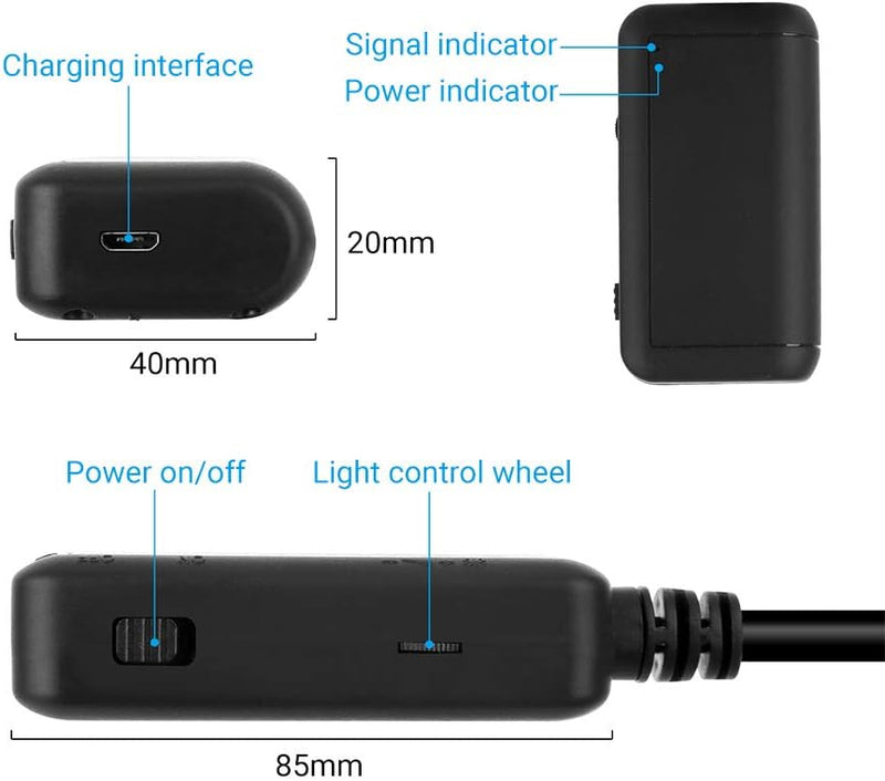 Endoskop WIFI Endoskopkamera mit licht Inspektionskamera Borescope HD 1920P 5,0 Megapixeln 5,5mm 5m