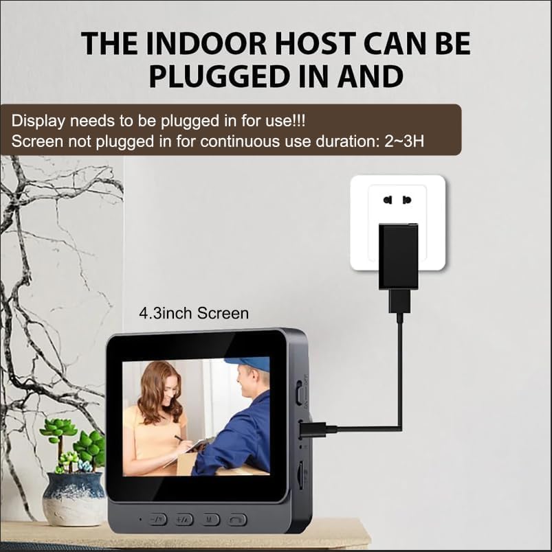 Drahtlose Türklingel mit Kamera 1080P IP65 Wasserdicht Video Türklingel 4,3 Zoll IPS Bildschirm Funk