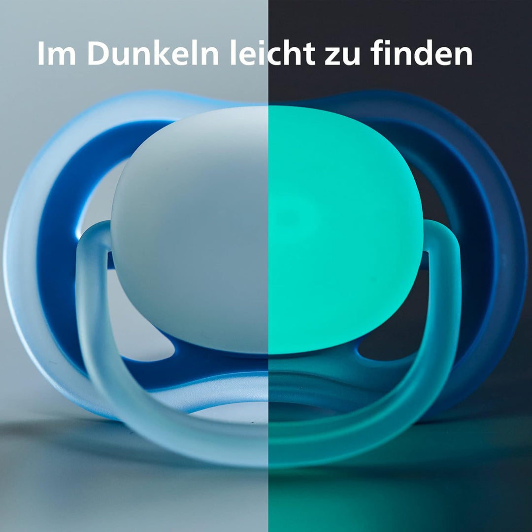 Philips Avent Packung mit 4 leichten, atmungsaktiven Ultra Air Schnullern: 2 leuchtende Schnuller un