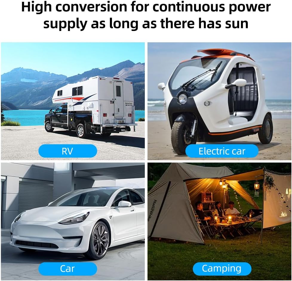 Solarpanel, 20 W, 12 V, monokristallines Solarpanel + Laderegler 10 A PWM + Batterieclips 22 % hohe