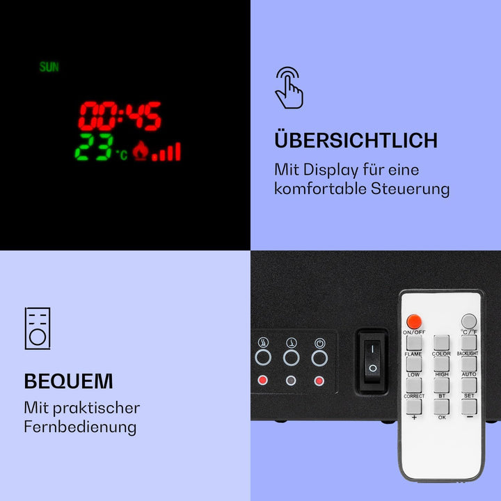 Klarstein Elektrokamin, Elektro Heizungen für Wohnzimmer & Innenräume, Elektrischer Kamin mit LED Fl