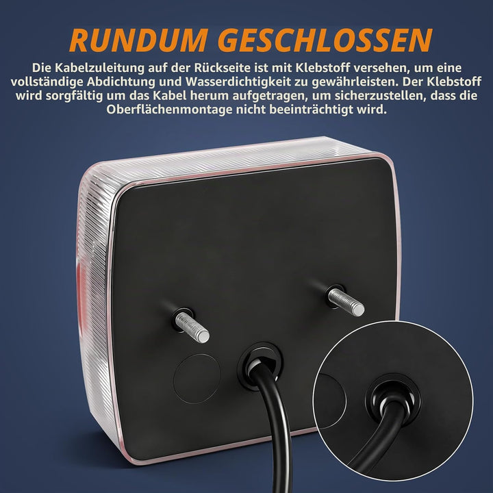 2 Pack 12v Anhängerleuchten mit E-mark, Wasserdichtes LED Rücklicht Kit mit Kennzeichenbeleuchtung,