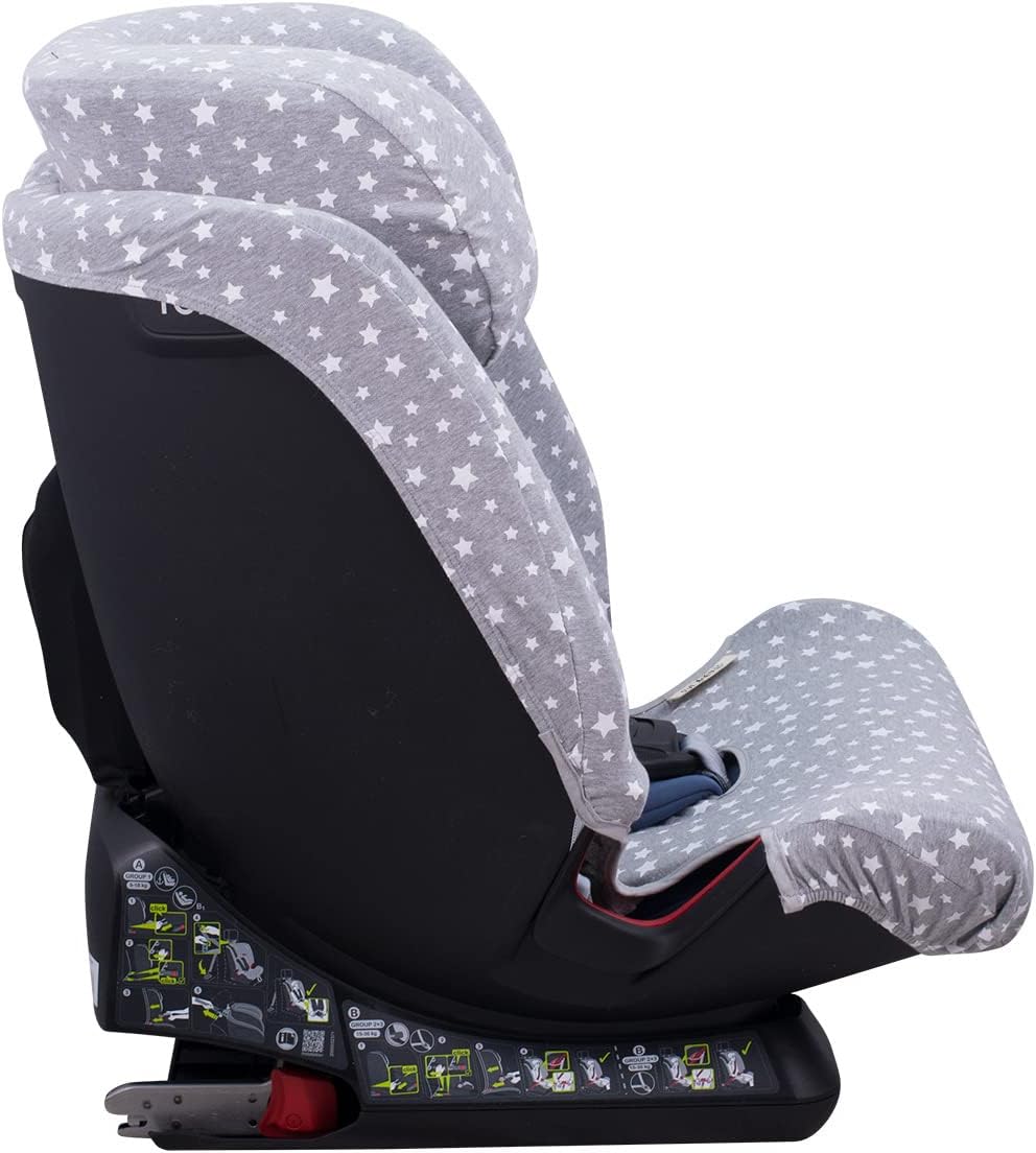 JYOKO Kids Bezug für Autositz kompatibel mit Romer Advansafix, Evolva IV M, aus Baumwolle (White Sta