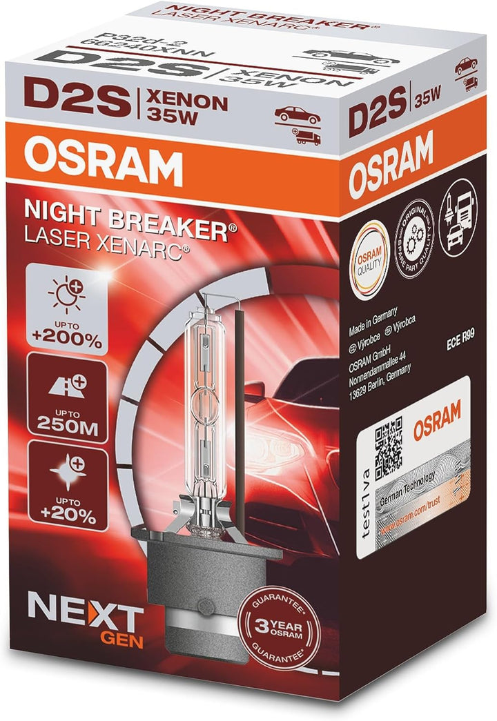 OSRAM XENARC NIGHT BREAKER LASER D2S Next Generation, +200 % mehr Helligkeit, HID Xenon-Scheinwerfer