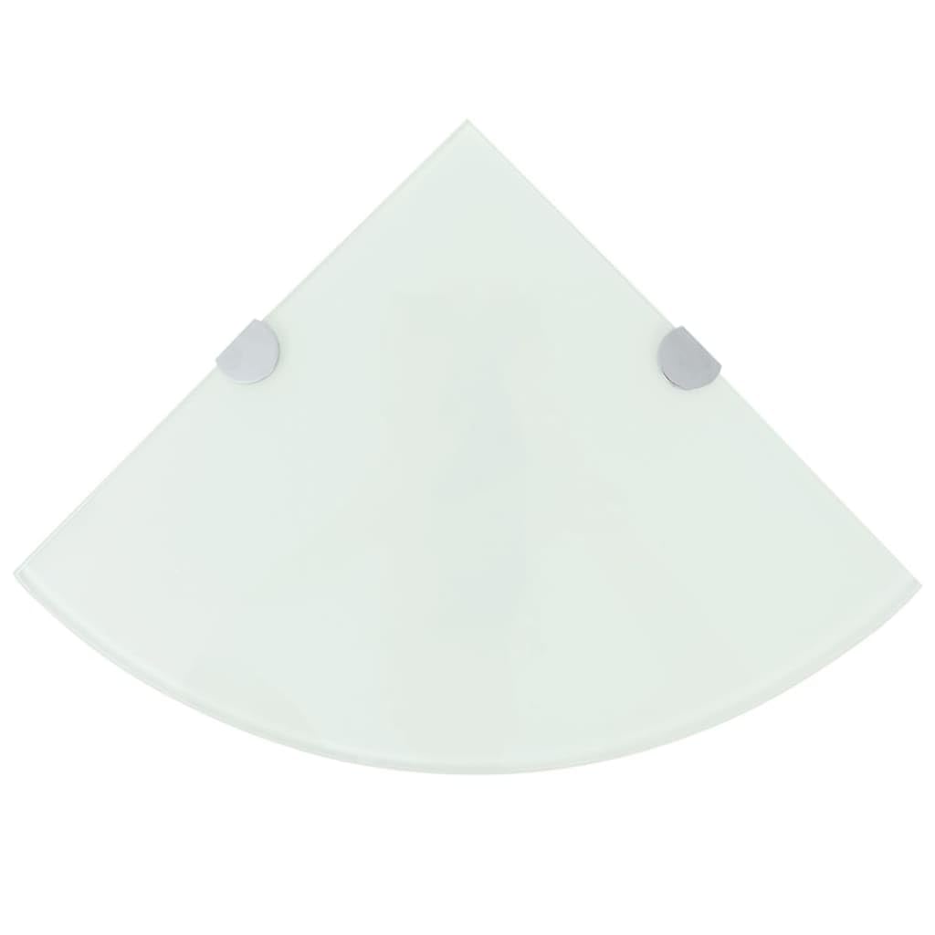 vidaXL Eckregal mit Halterungen Glasboden Bad Ablage Glasplatte Weiss 25 x 25 cm