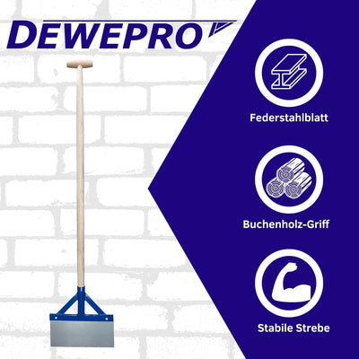 DEWEPRO Stossscharre mit Holzstiel - Schaber - Farbschaber - extra stabil mit Streben und Federstahl